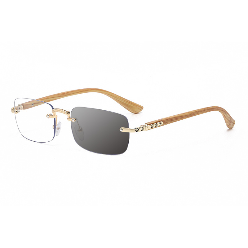 ULTRA-LIGHT WOOD GRAIN FRAMELESS BLUE LIGHT BLOCKING PHOTOCHROMIC READING GLASSES