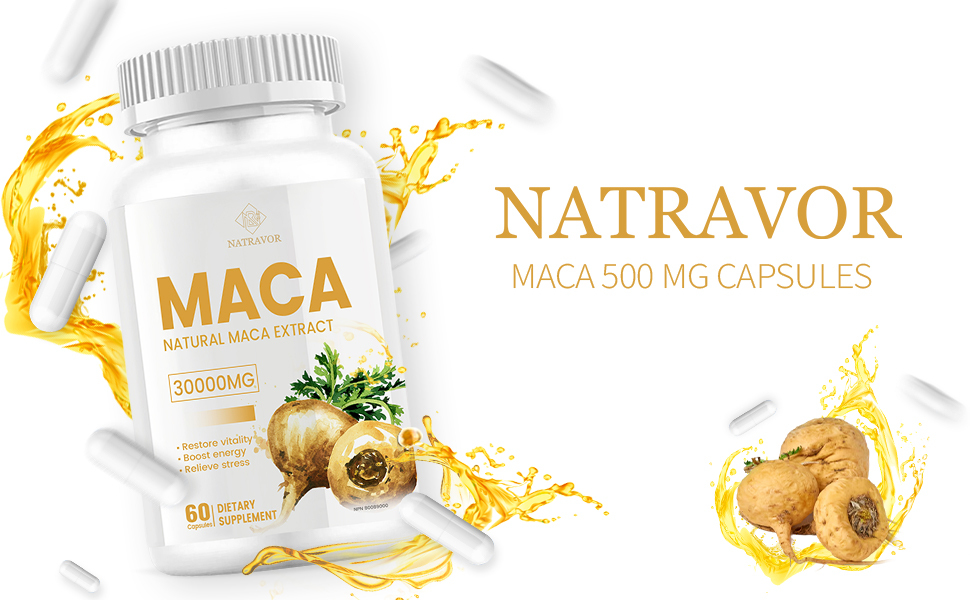 Maca 500mg Capsules，30000mg，60 Capsules