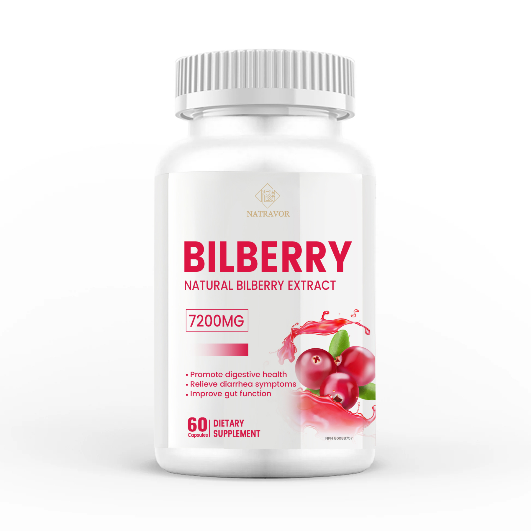 Bilberry 120 mg，7200mg，60 Capsules