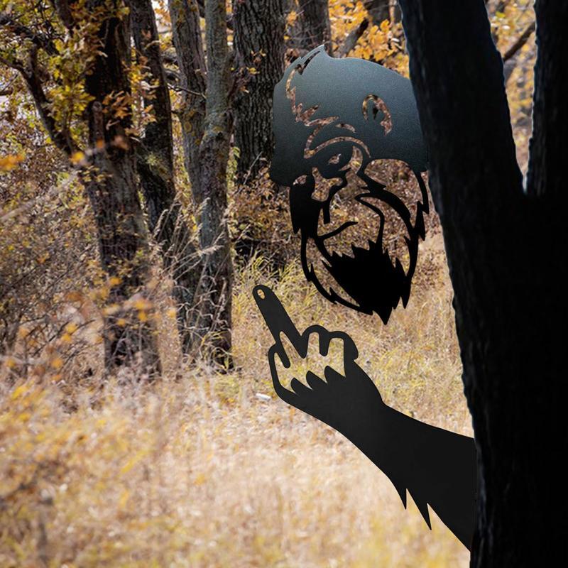 🔥LAST DAY 60% OFF - 👣Peeping Bigfoot Middle Finger Peek a Boo Flipping Off Metal Sign Deco