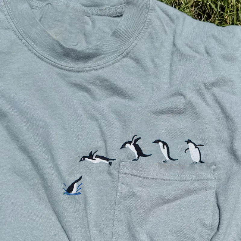 Embroidered Penguin Pocket T-shirt