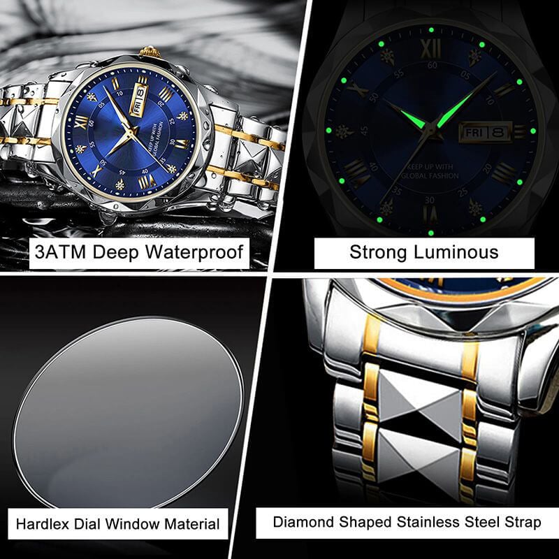 🔥LAST DAY SALE🎁Waterproof Luminous Stainless Steel Two-tone Quartz Men's Watch