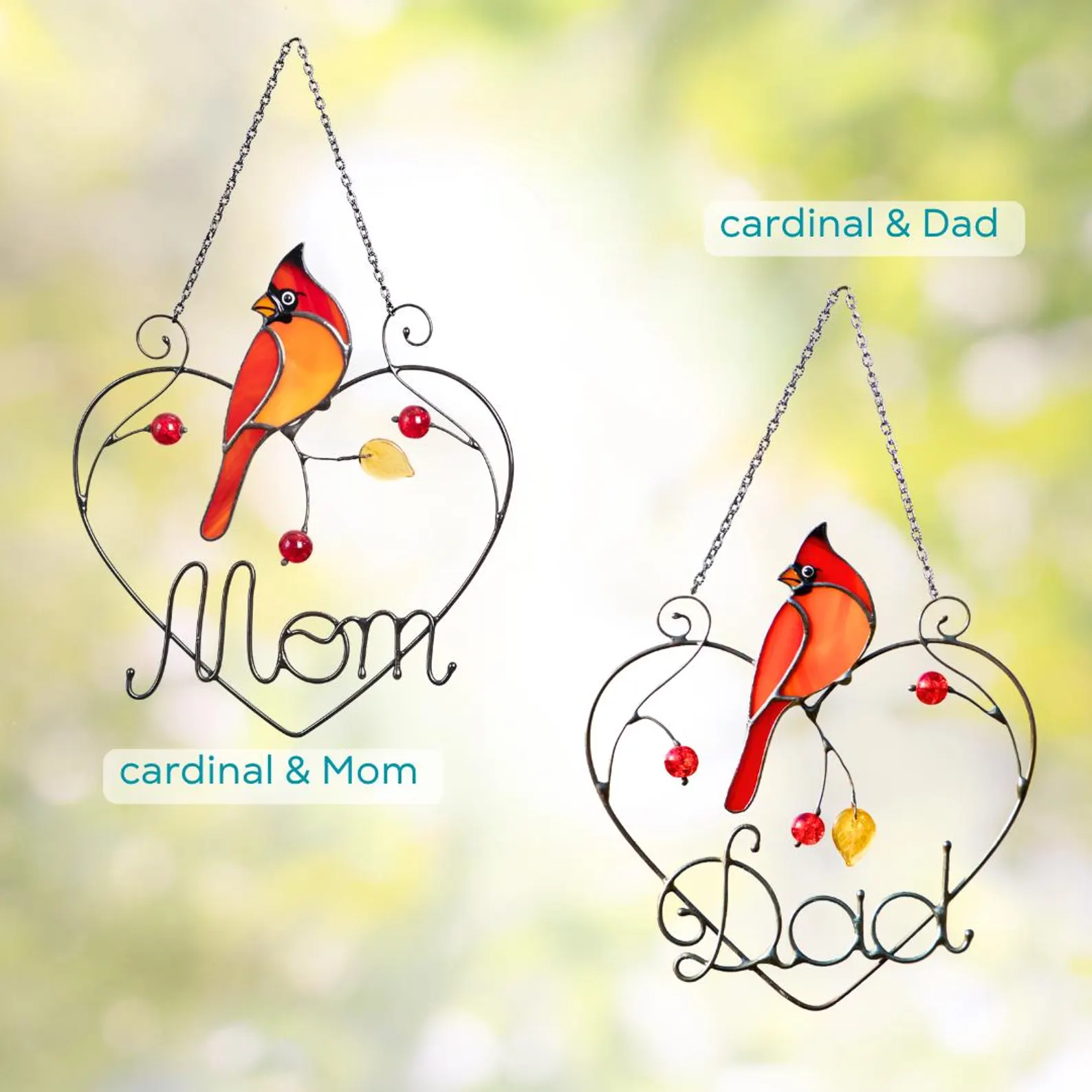 Cardinal Stained glass birds glass suncatcher🦜