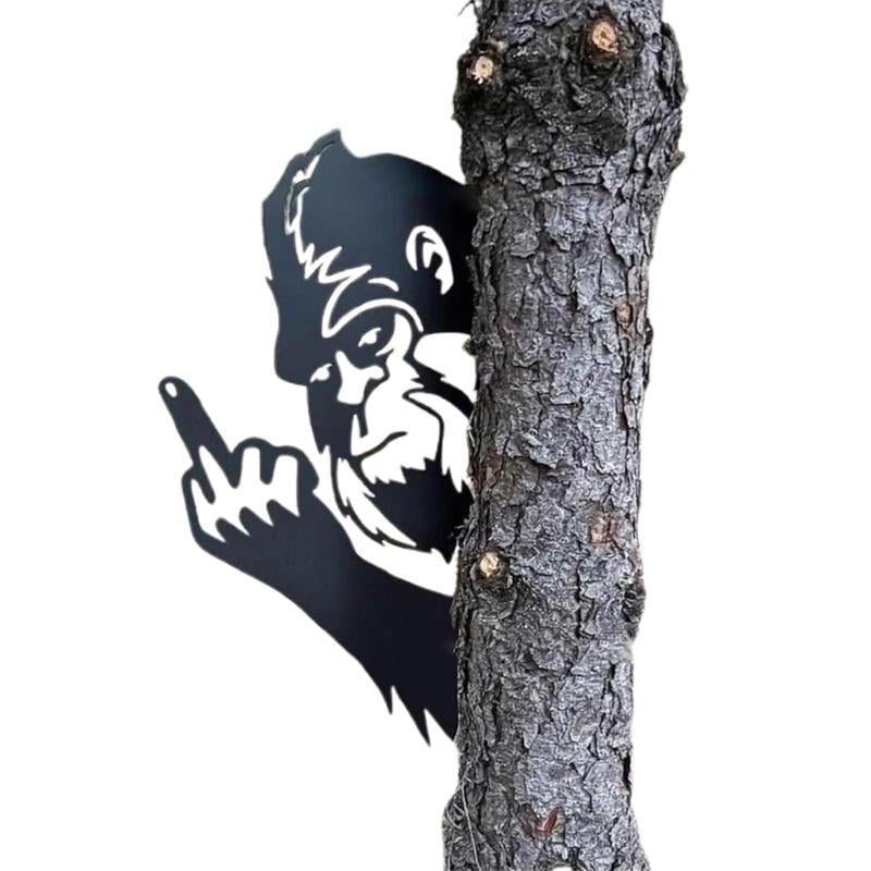 🔥LAST DAY 60% OFF - 👣Peeping Bigfoot Middle Finger Peek a Boo Flipping Off Metal Sign Deco