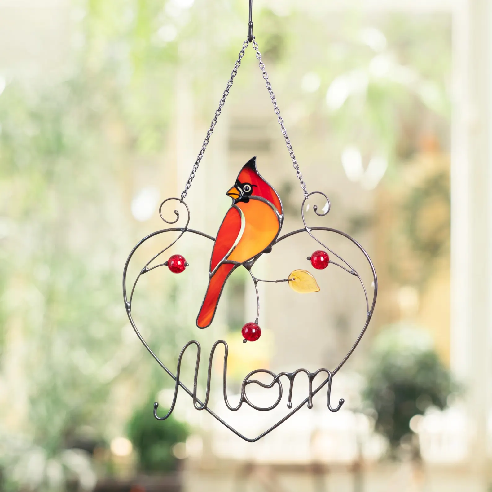 Cardinal Stained glass birds glass suncatcher🦜