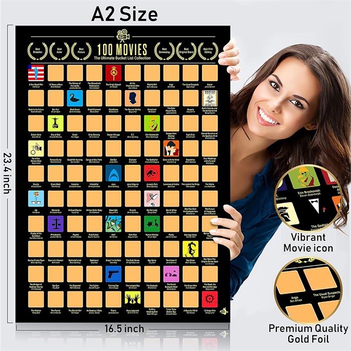 Top 100 Movies Scratch Off Poster