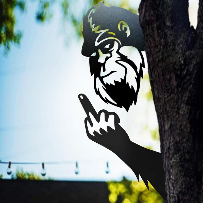 🔥LAST DAY 60% OFF - 👣Peeping Bigfoot Middle Finger Peek a Boo Flipping Off Metal Sign Deco