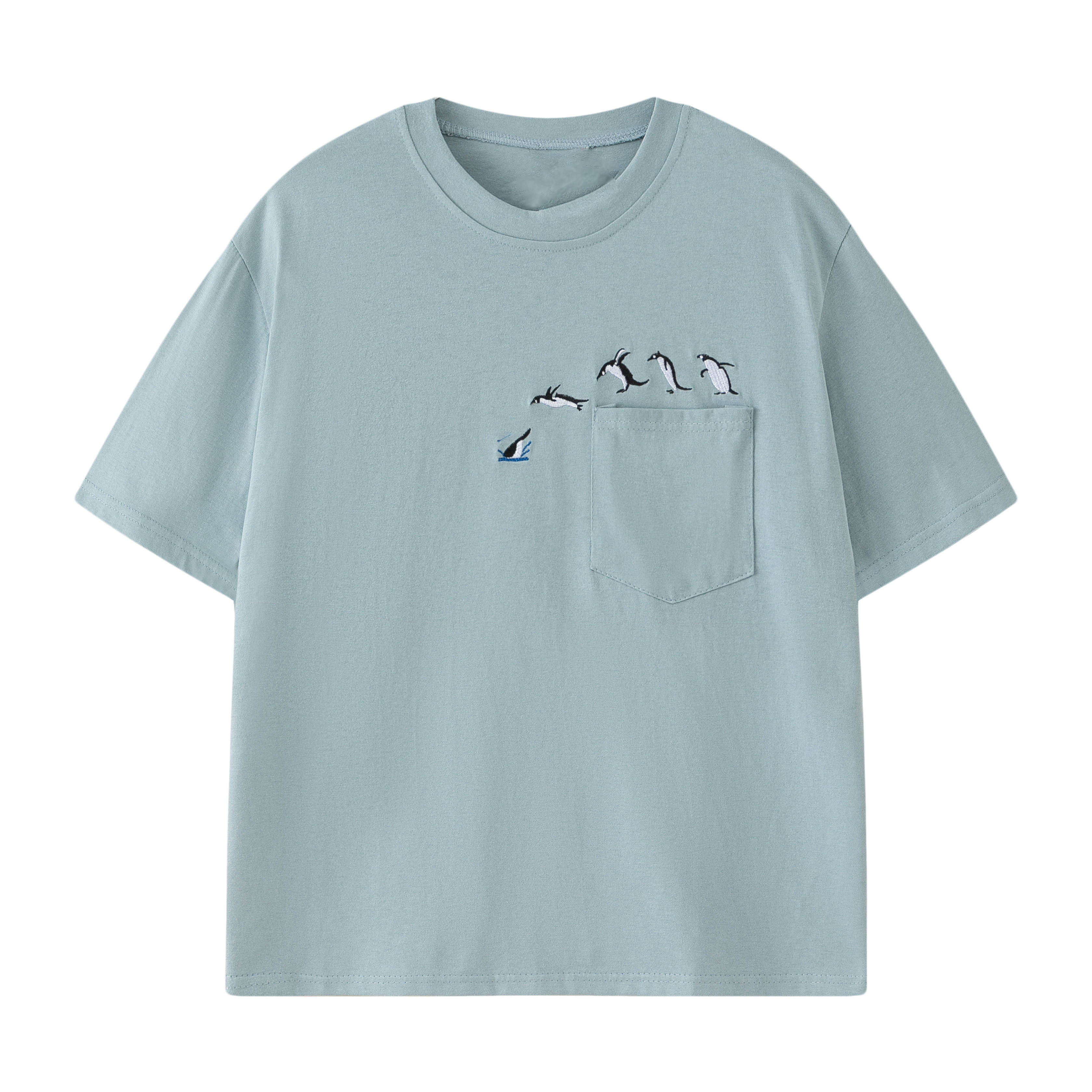 Embroidered Penguin Pocket T-shirt