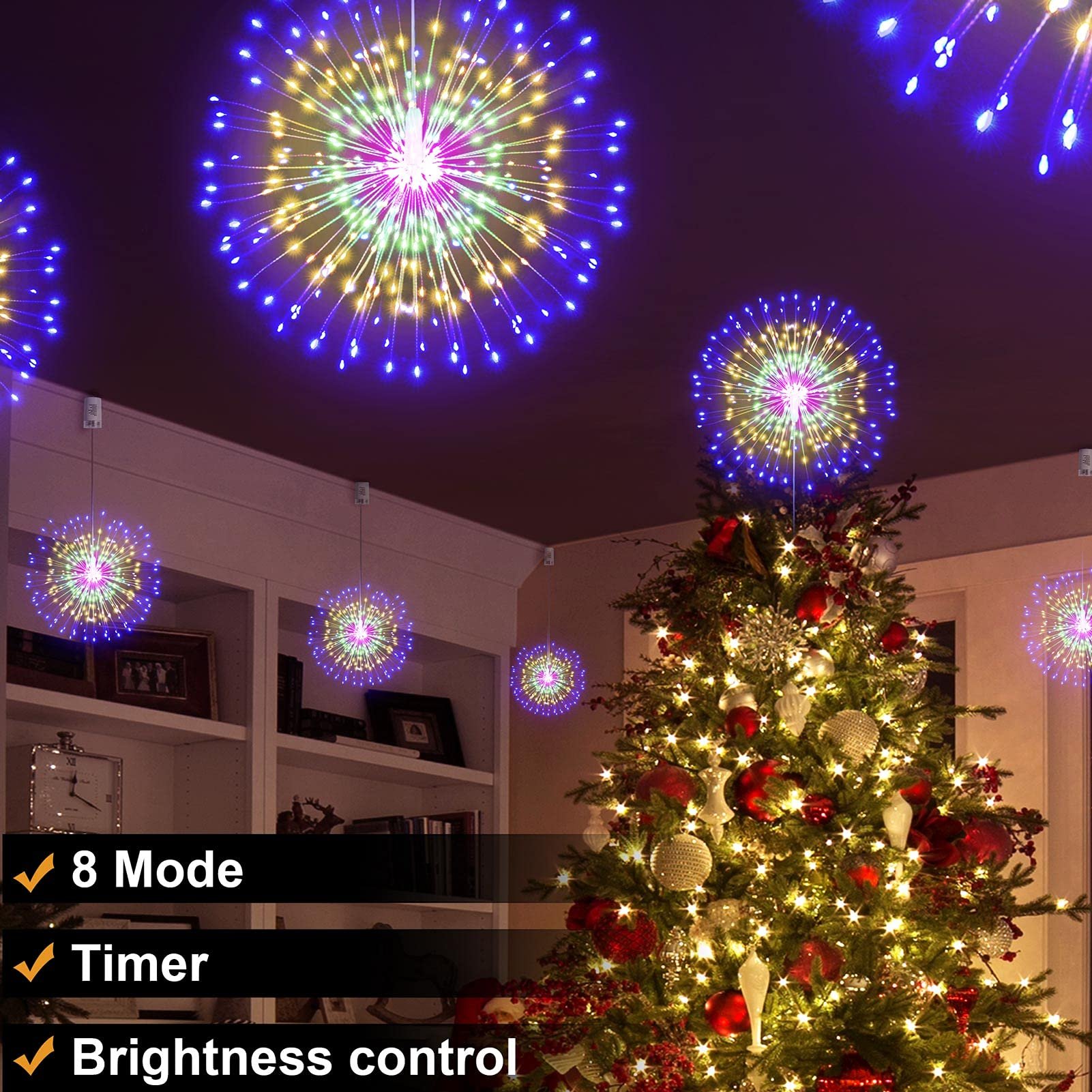 🎄Christmas Hot Sale 49%OFF-✨Hanging Starburst Fairy Lights for Christmas 🎅