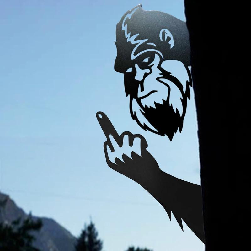 🔥LAST DAY 60% OFF - 👣Peeping Bigfoot Middle Finger Peek a Boo Flipping Off Metal Sign Deco