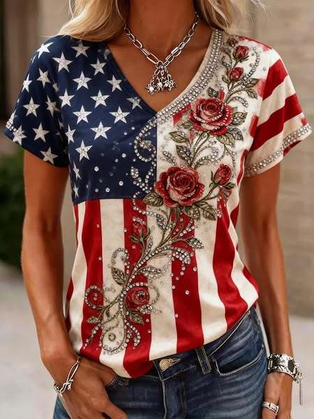 Women’s USA 250th Anniversary Print Crew Neck Short Sleeve T-Shirt