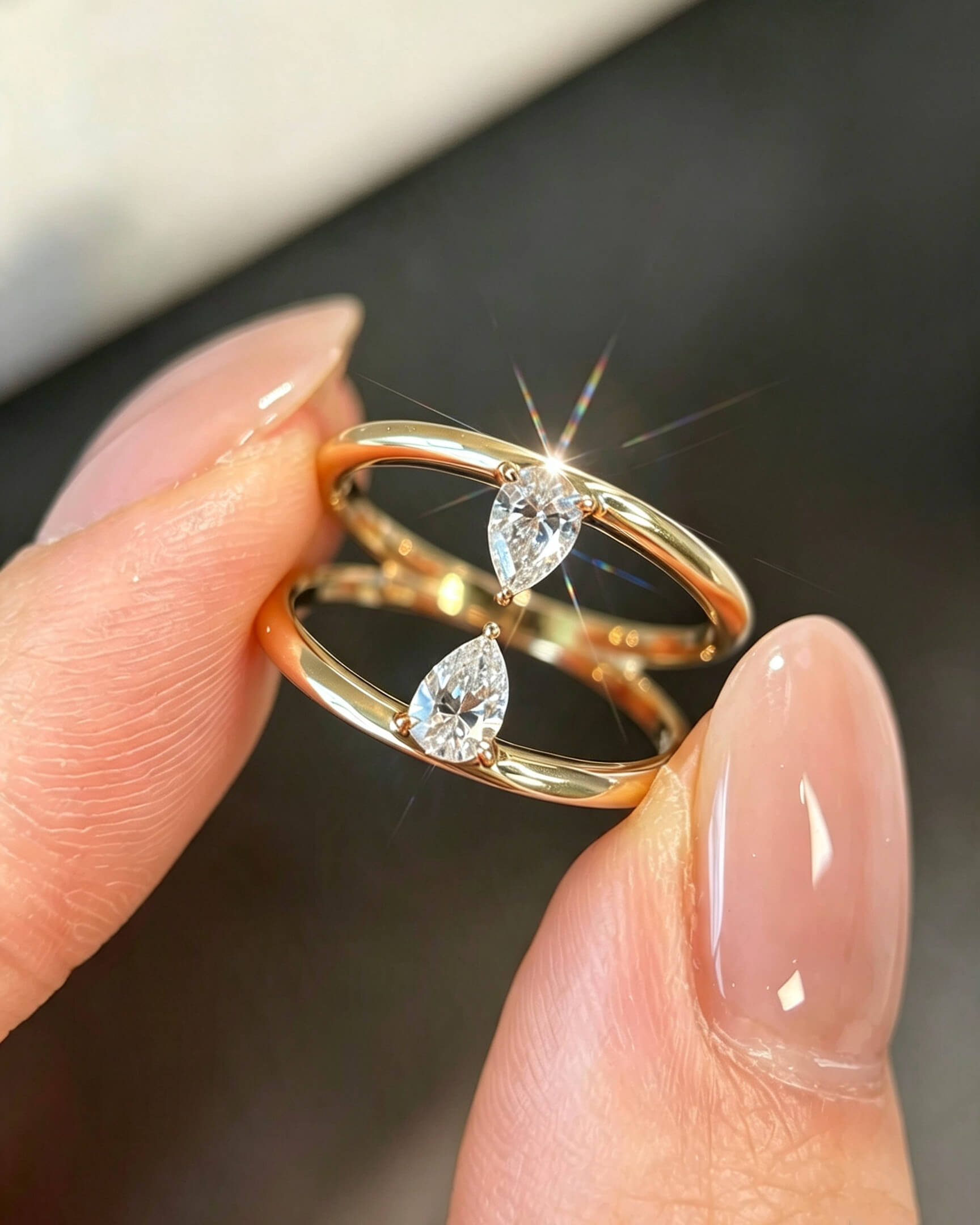 Aveline Twin Pear Diamond Ring