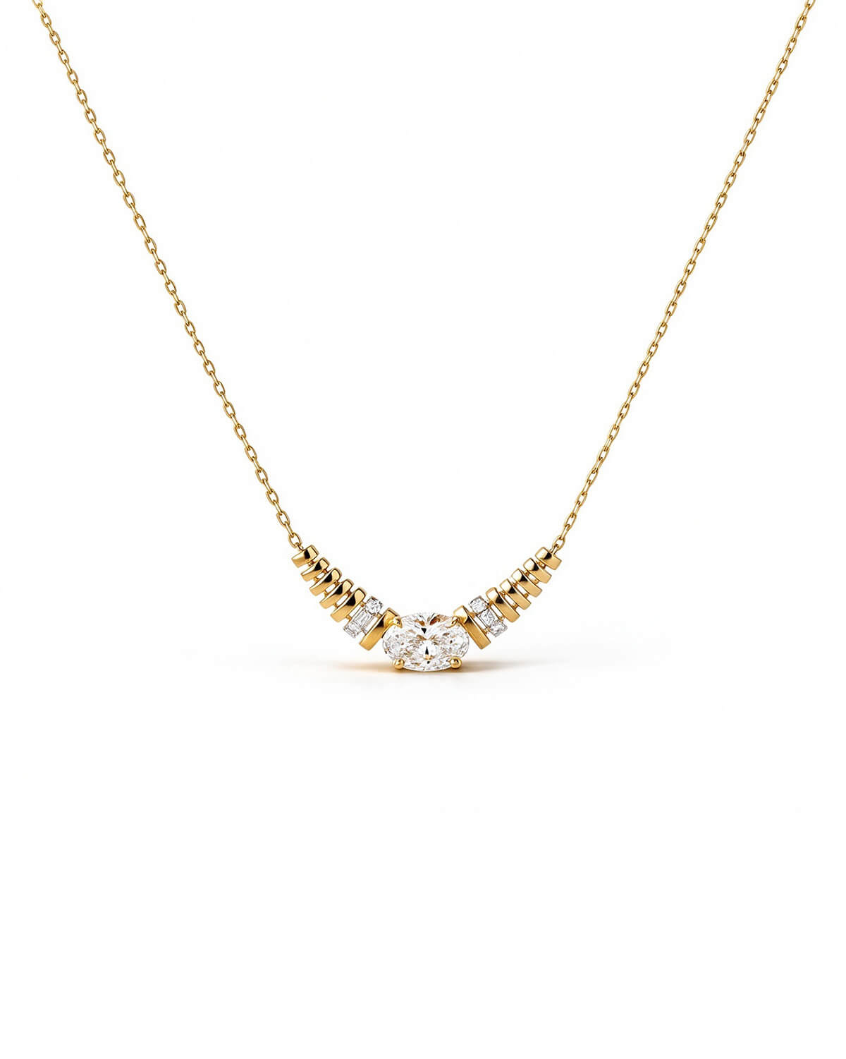 Solvienne Oval Lab Diamond Bar Necklace