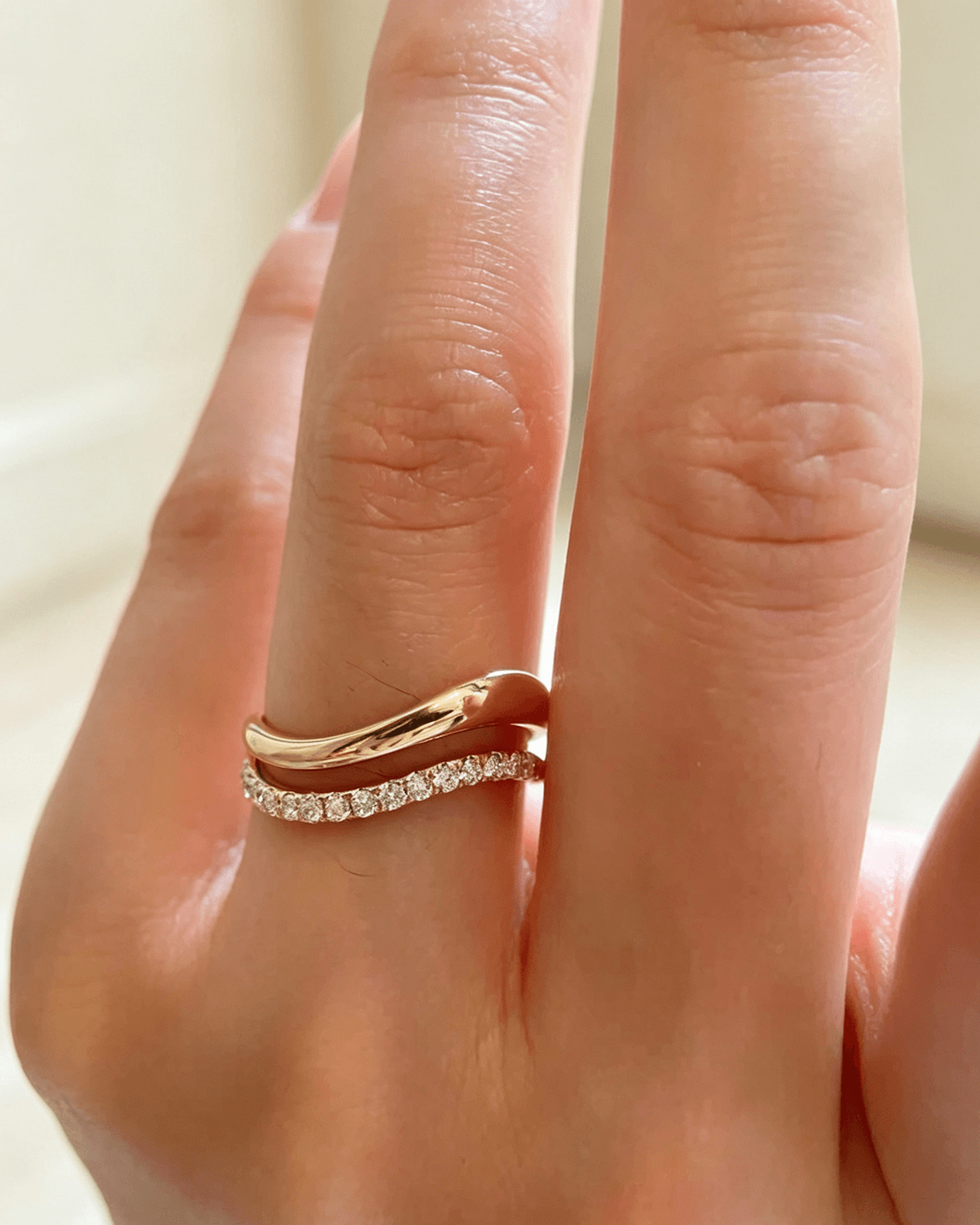 Virelle Wave Diamond Double Ring