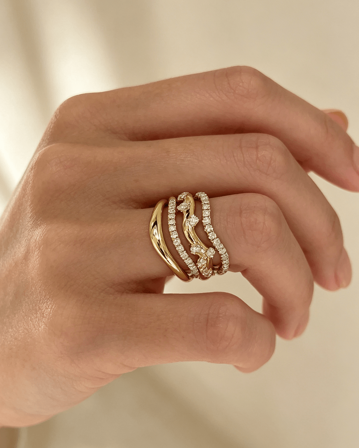 Virelle Wave Diamond Double Ring