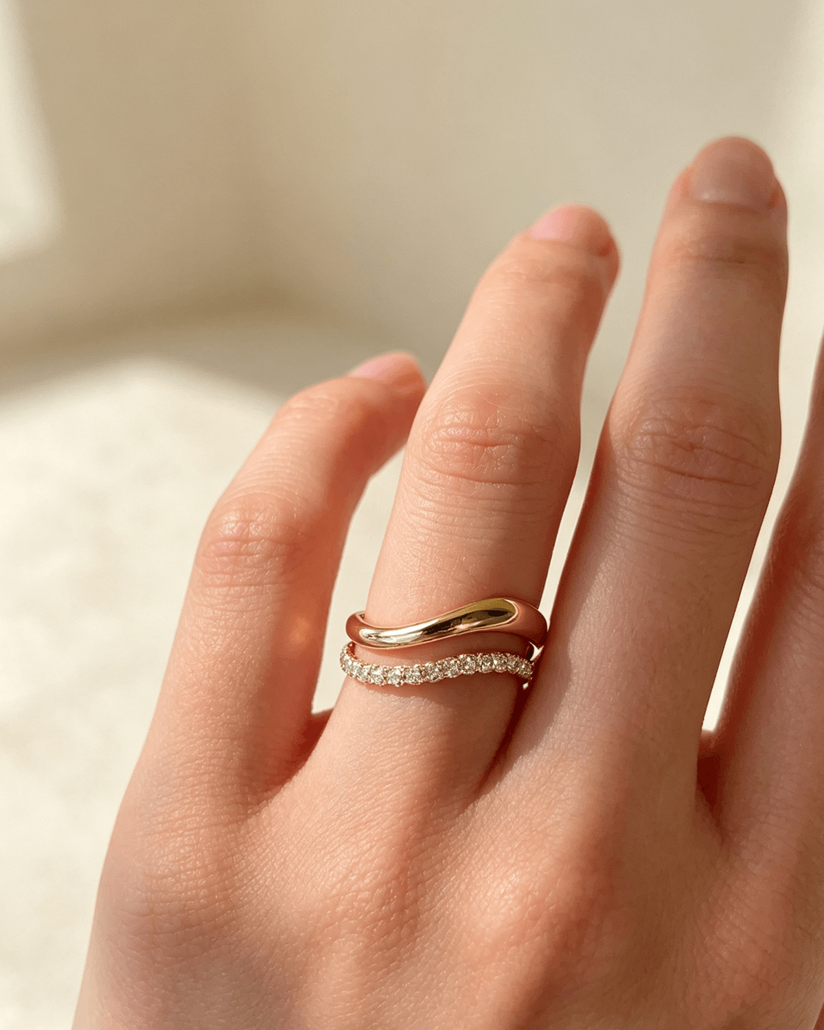 Virelle Wave Diamond Double Ring