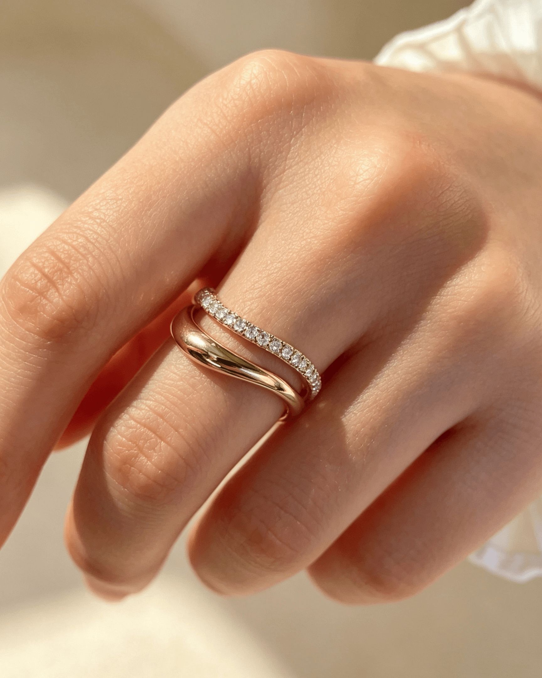 Virelle Wave Diamond Double Ring