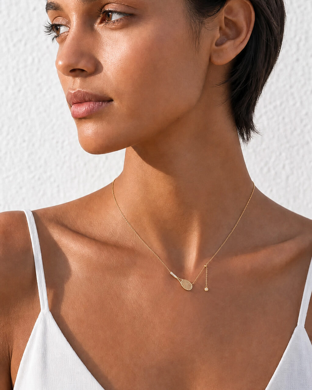 Solea Diamond Tennis Racket Necklace