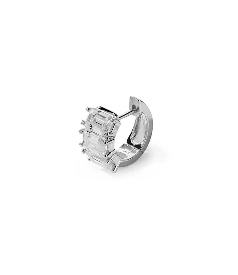 Aurelia Emerald Trio Diamond Huggie Earrings