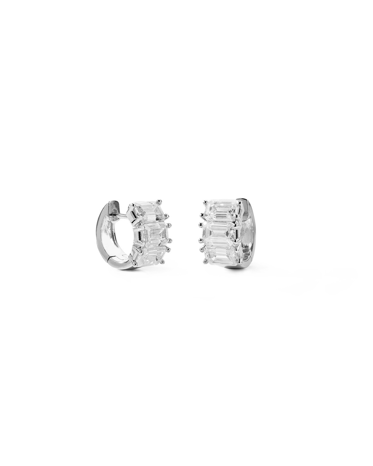 Aurelia Emerald Trio Diamond Huggie Earrings