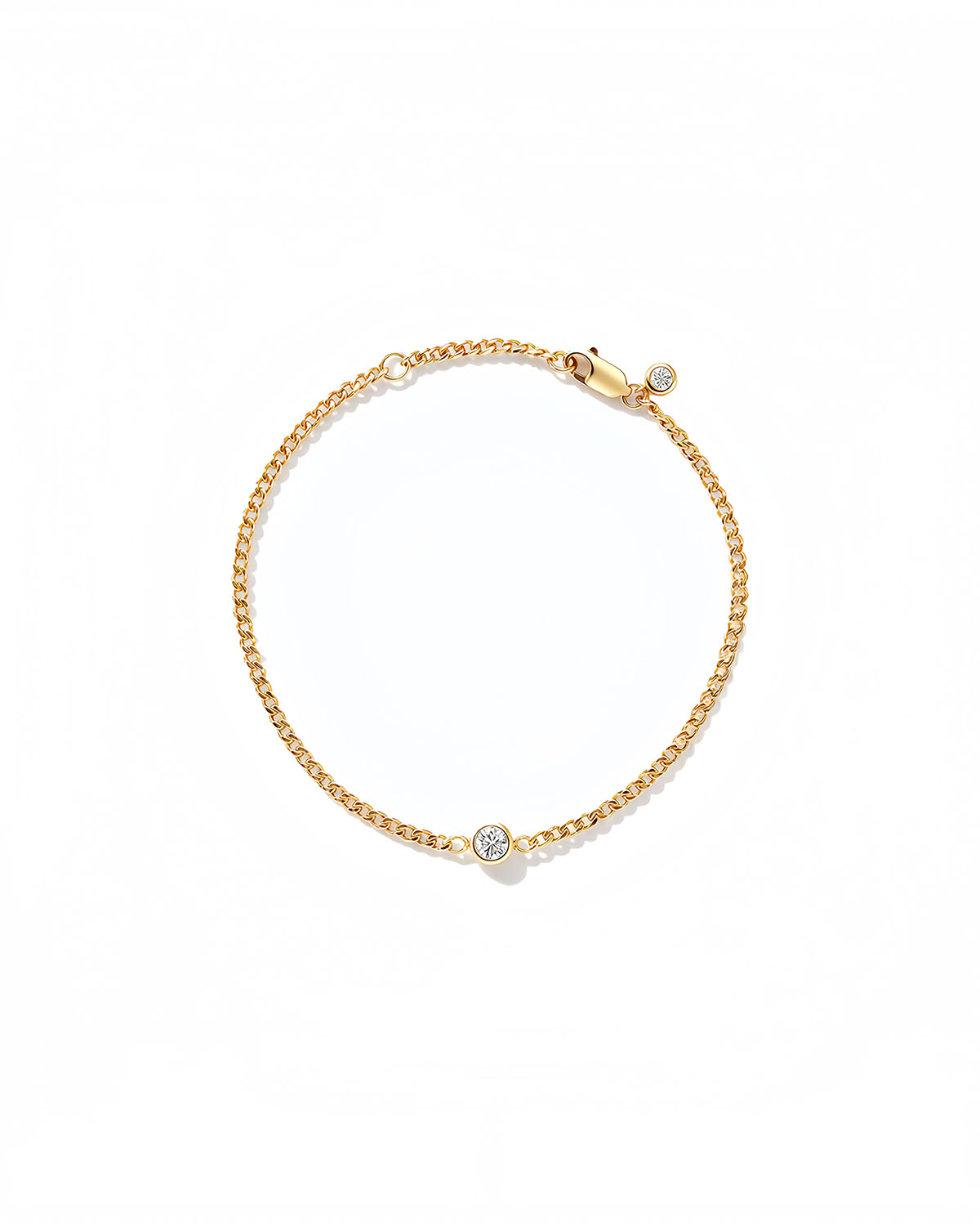 Gold Diamond Bracelet | Minimal Bezel Lab-Grown Diamond Jewelry | Opreshyne