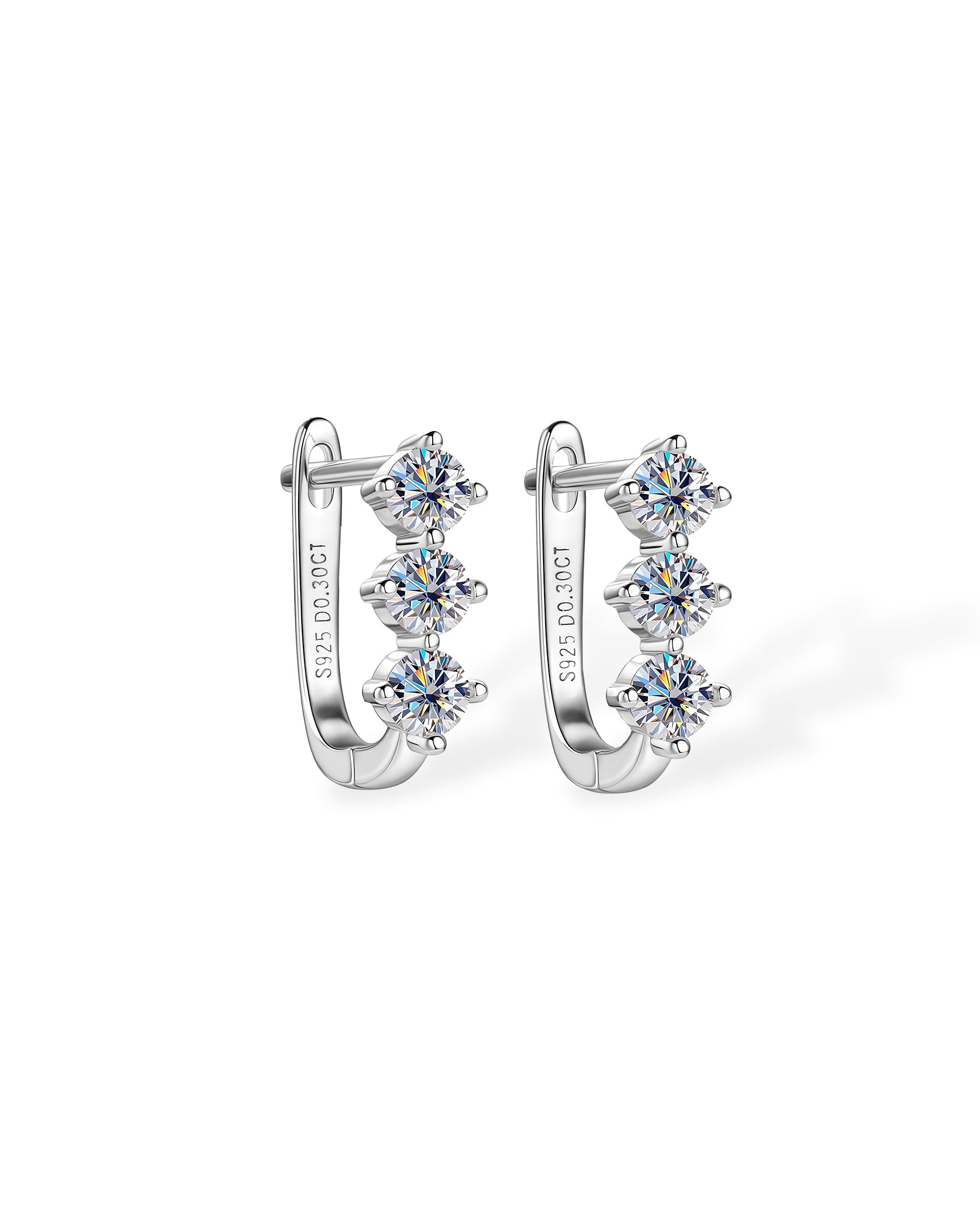 Liberty Orbit - Triple Stone Huggies Earrings