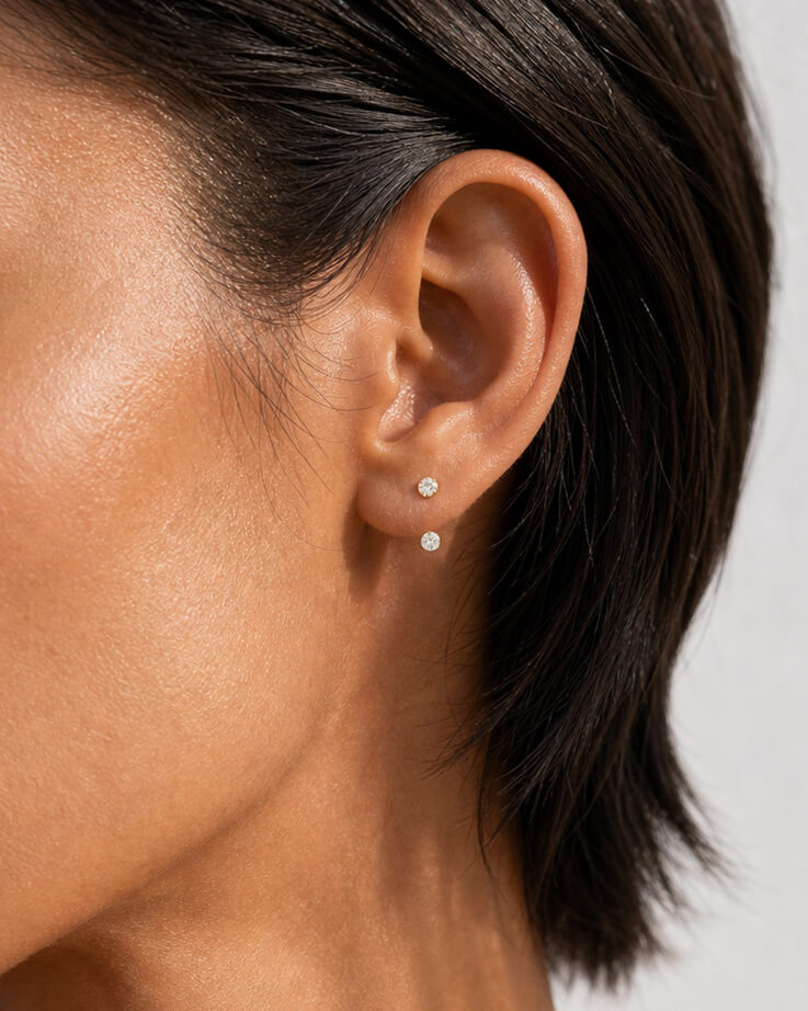 Aveline L-Shape Diamond Stud Earrings