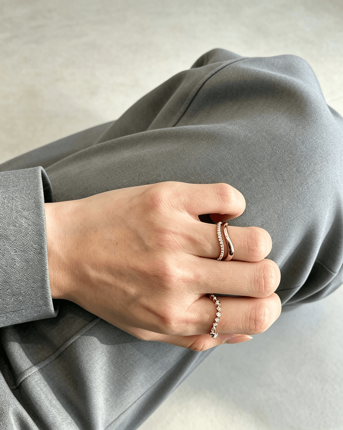Virelle Wave Diamond Double Ring