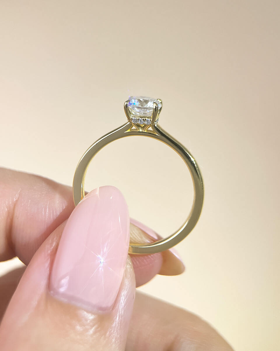 1 Carat Cushion Cut Diamond Rings 14k Gold on Silver-Opreshyne