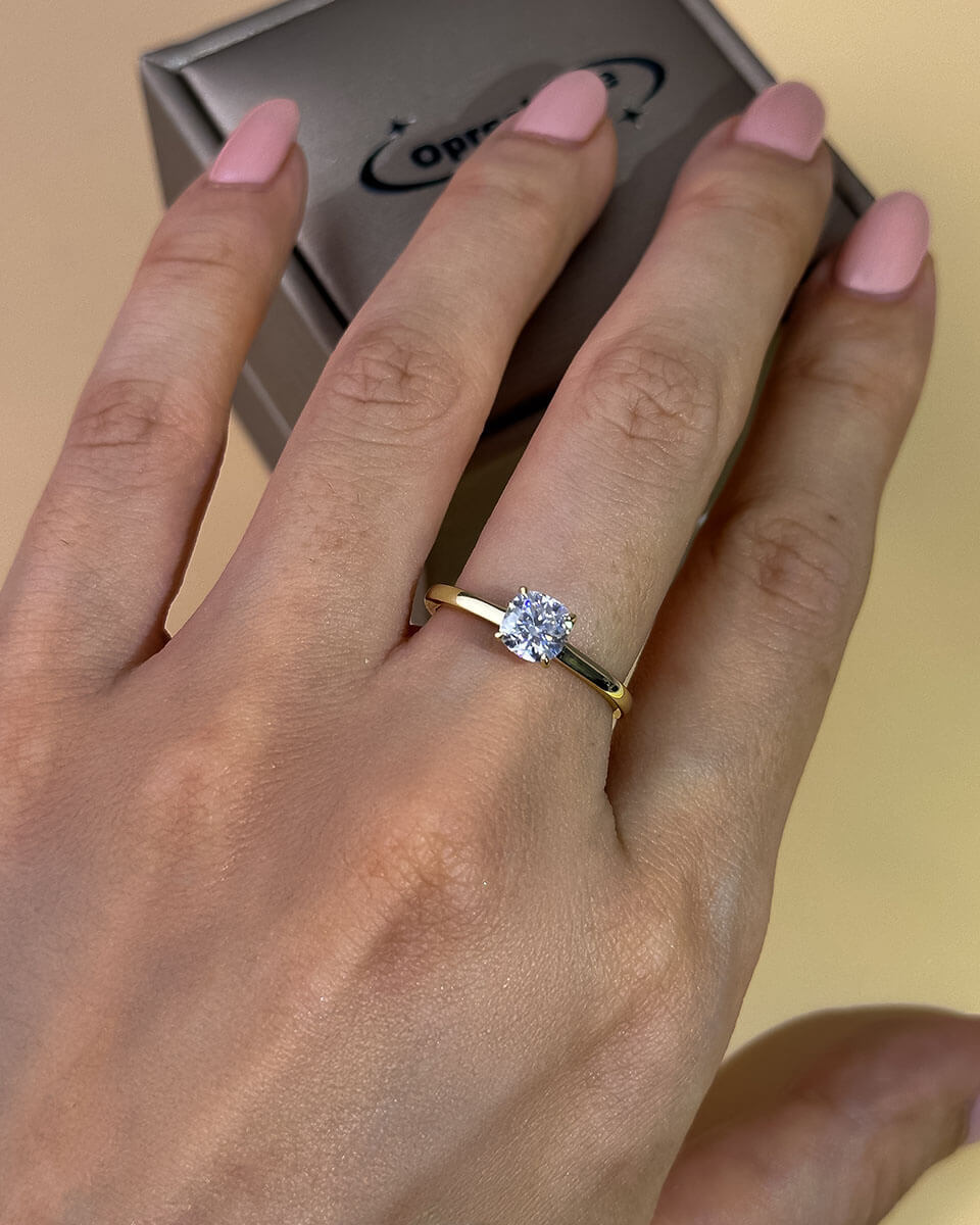 1 Carat Cushion Cut Diamond Rings 14k Gold on Silver-Opreshyne