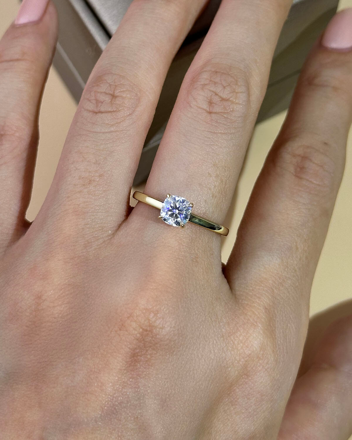 1 Carat Cushion Cut Diamond Rings 14k Gold on Silver-Opreshyne
