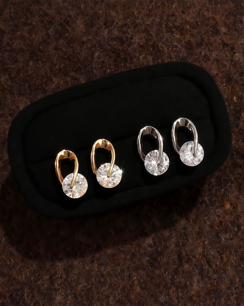 Fortune Orbit – Rotating Diamond Stud Earrings