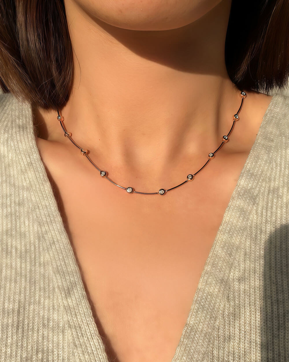 Halo Line – Bezel Diamond Necklace