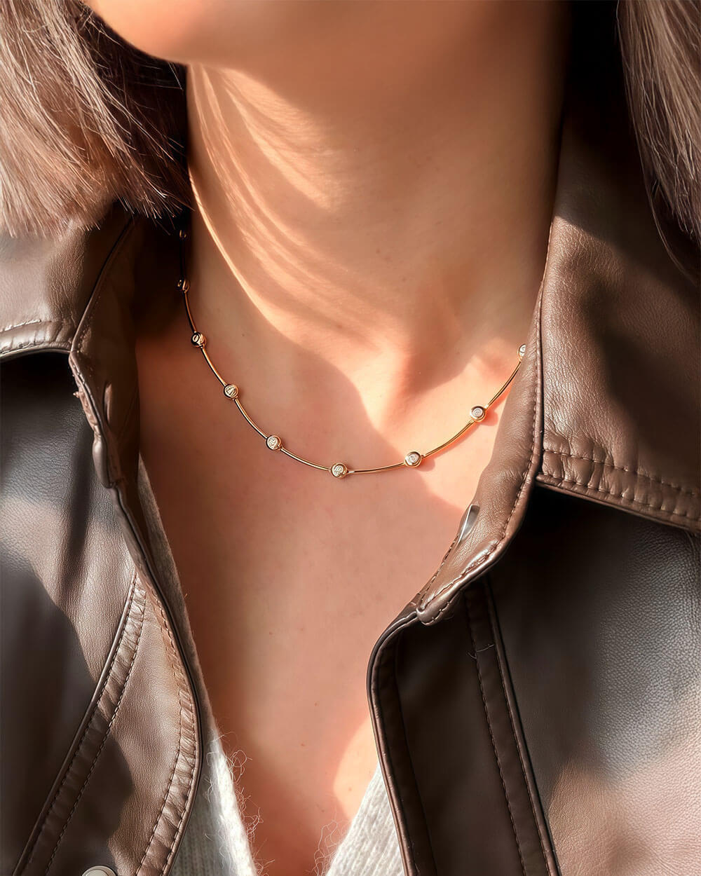 Halo Line – Bezel Diamond Necklace
