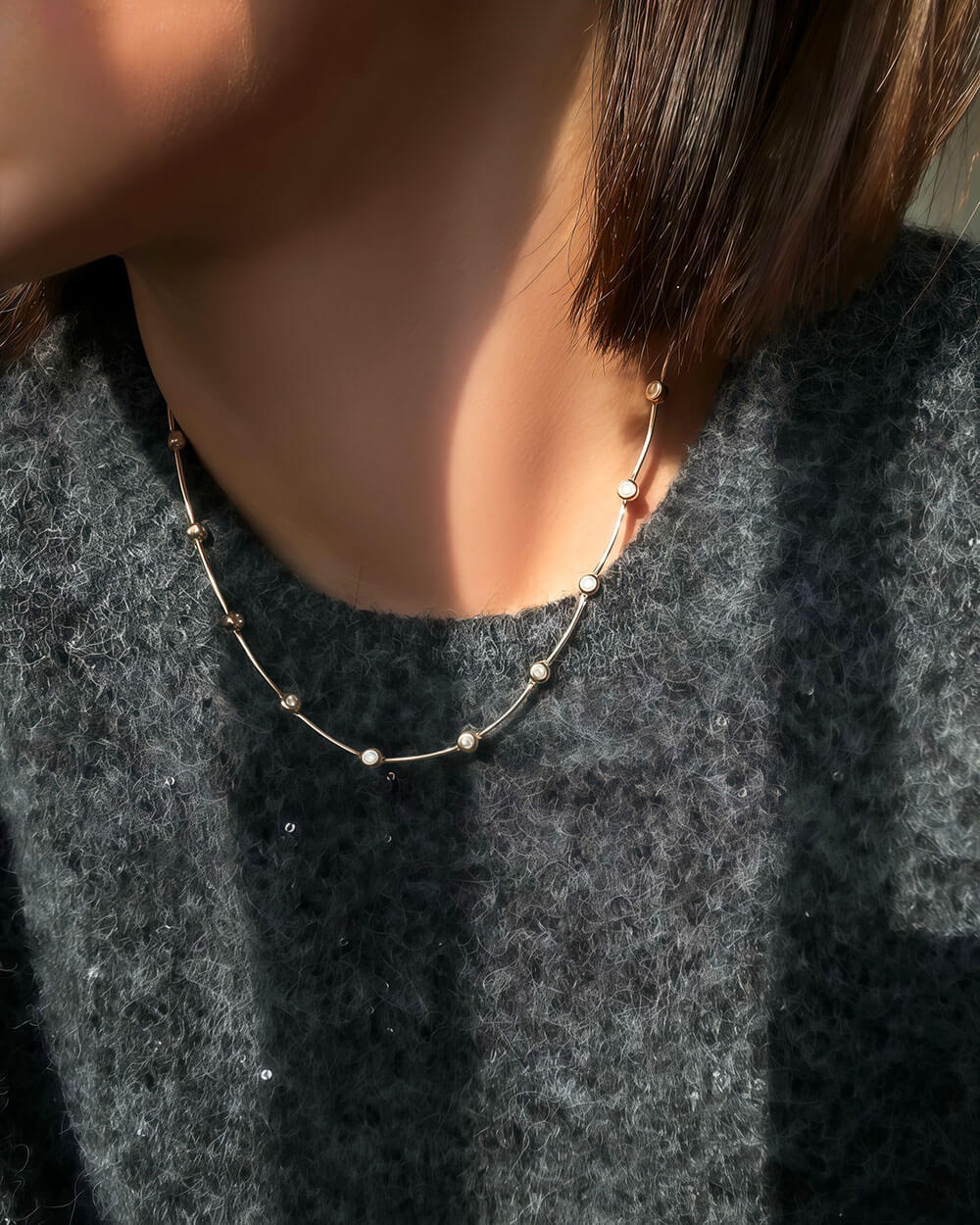 Halo Line – Bezel Diamond Necklace