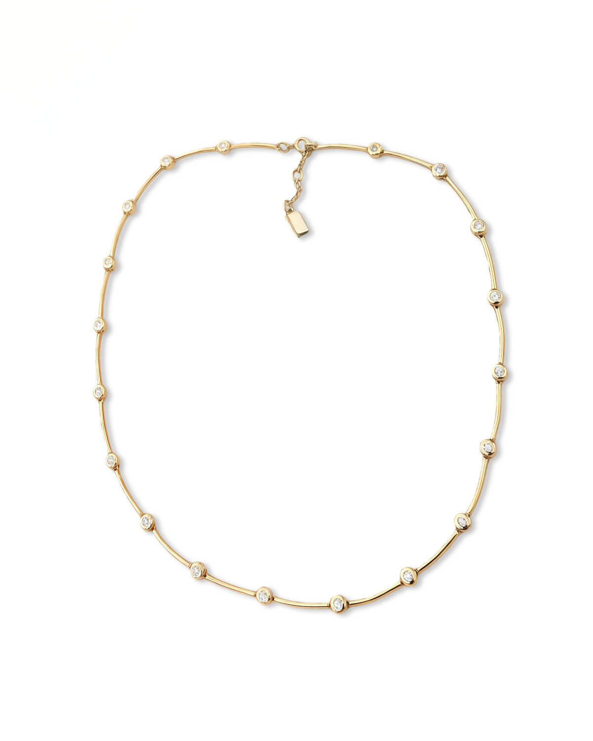 Diamond Necklace | 14K Gold Bezel Set Round Lab Diamond Chain Necklace