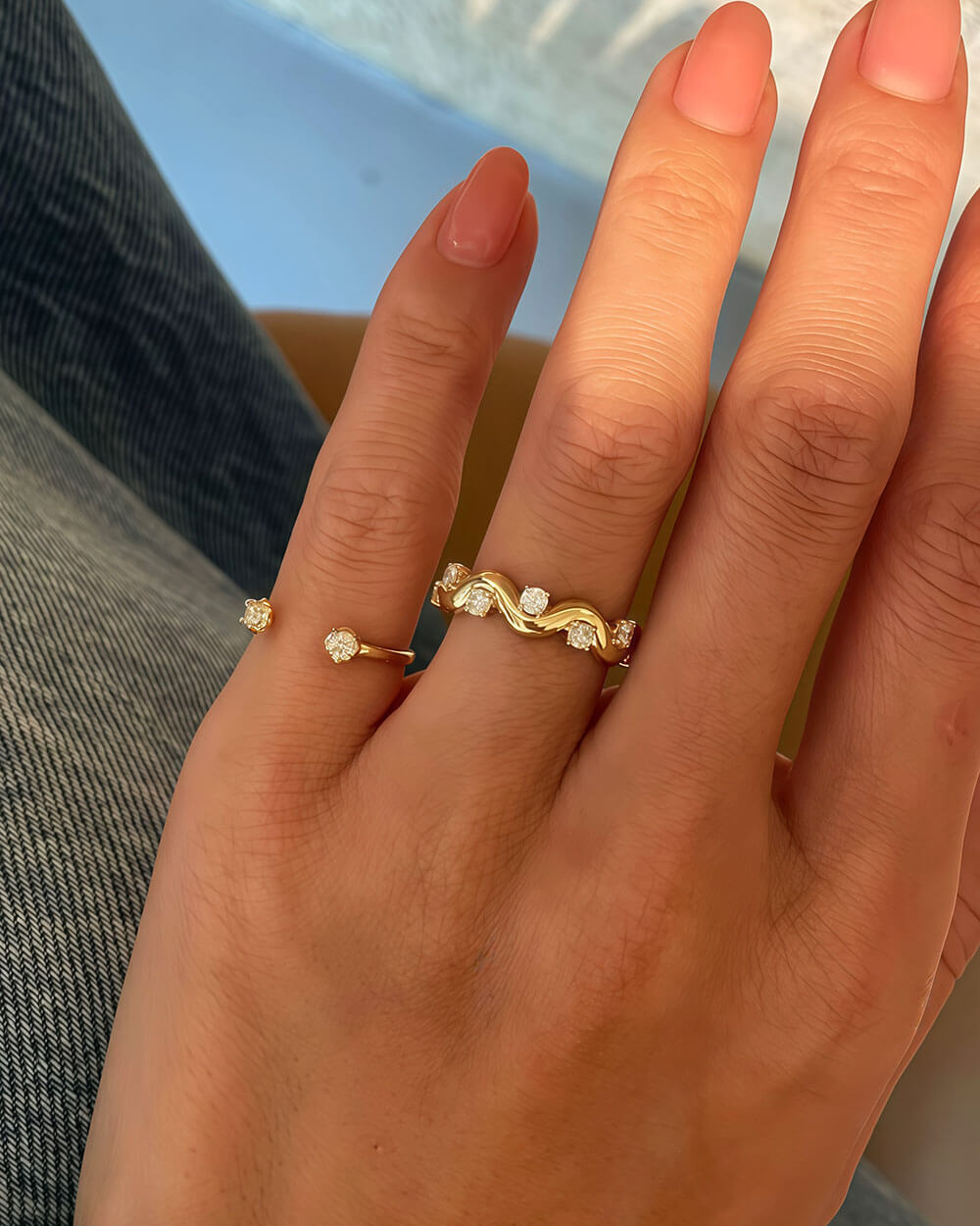 Oria Bloom – Octagon Open Diamond Band Ring