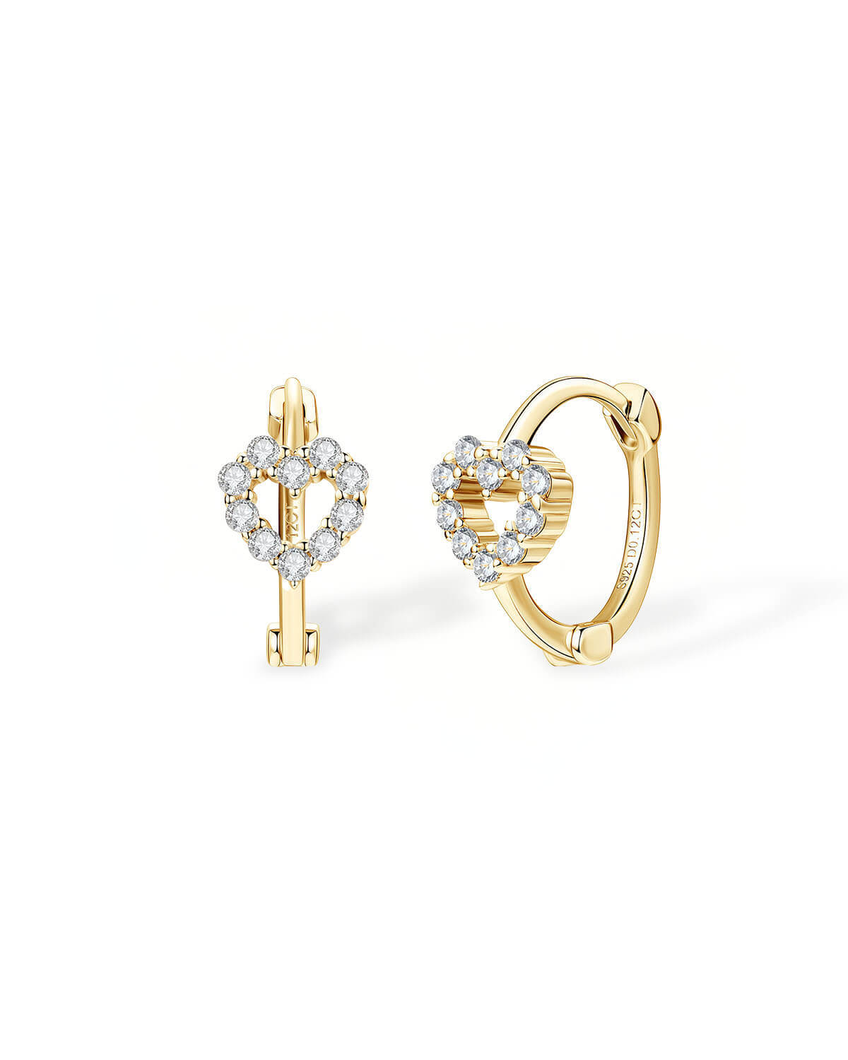 Diamond Heart Earrings | 14K Gold Hoop Heart Earrings – Opreshyne