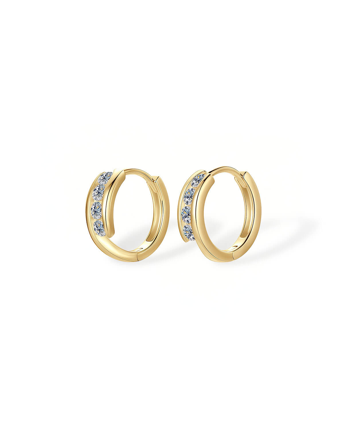 Diamond Hoop Earrings For Women | 14K Gold Moissanite Hoop Earrings