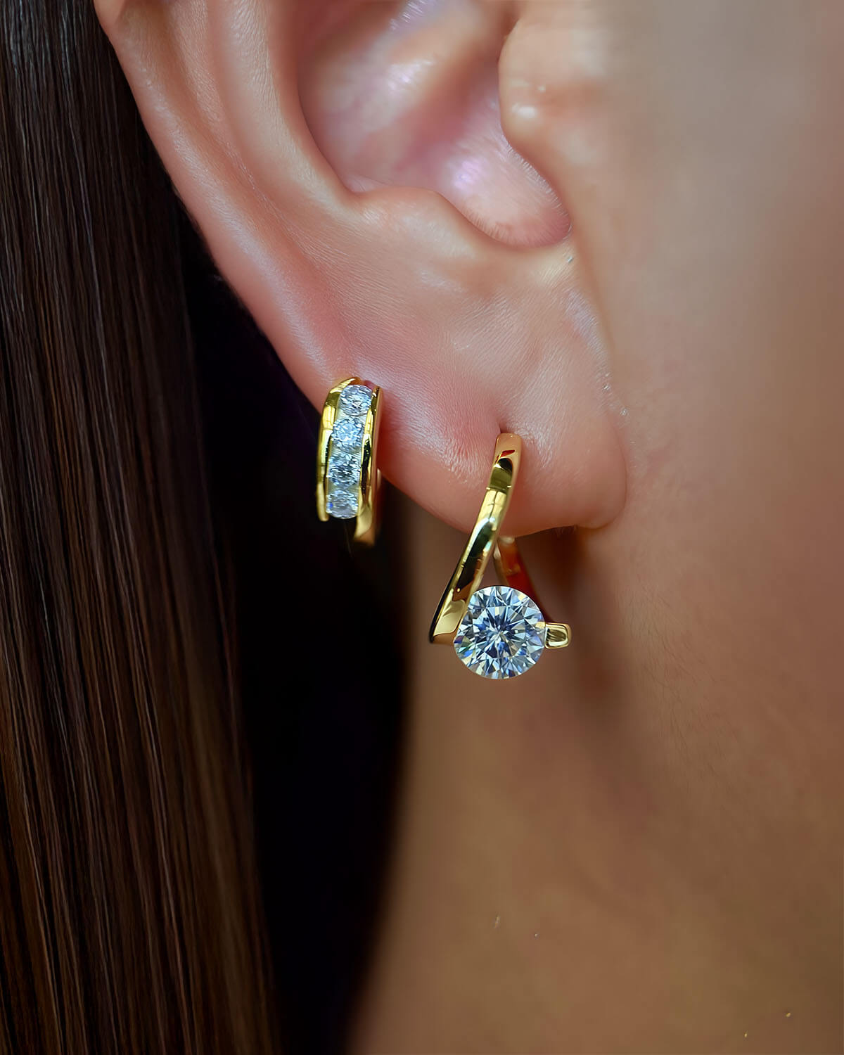 Nova Arc – Diamond Hoop Earrings