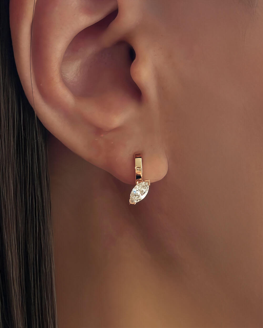 Oria Tilt – Marquise Diamond Hoop Earrings