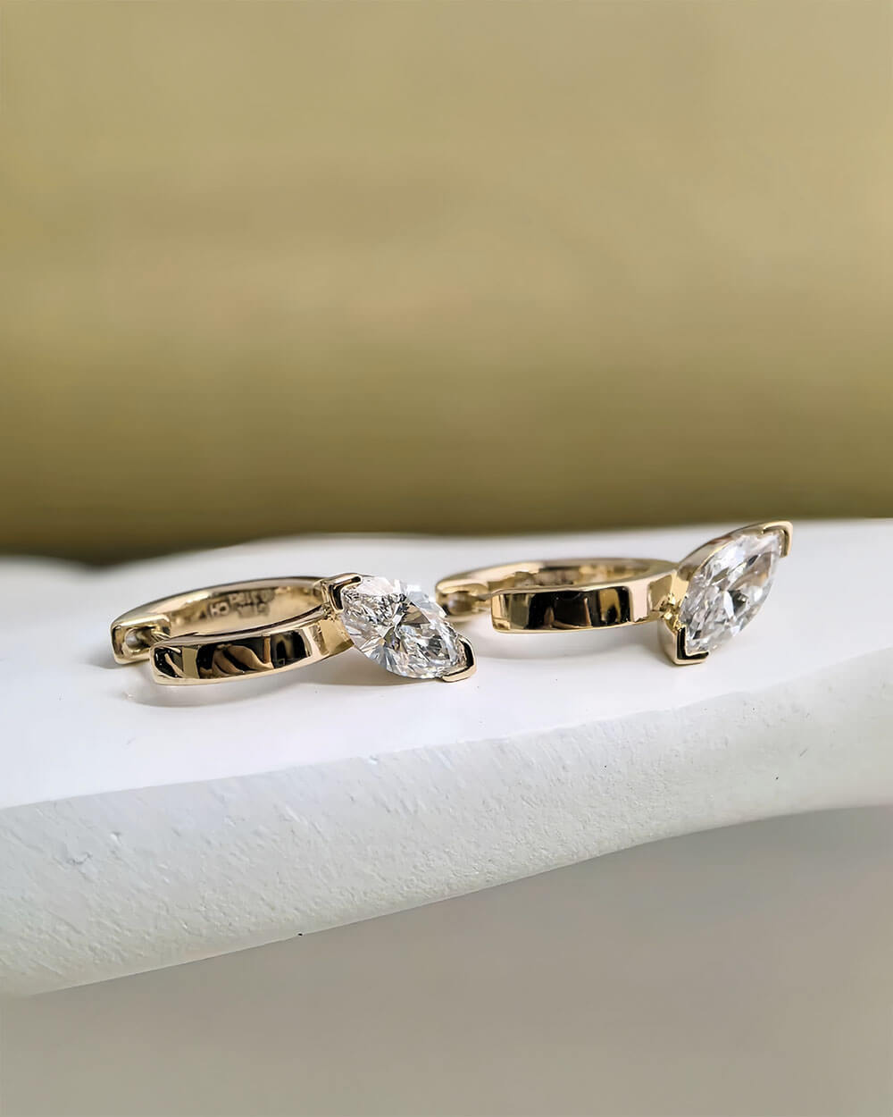 Oria Tilt – Marquise Diamond Hoop Earrings