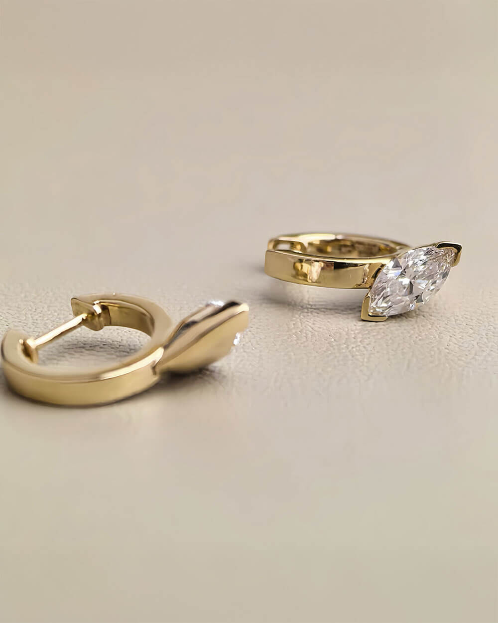 Oria Tilt – Marquise Diamond Hoop Earrings