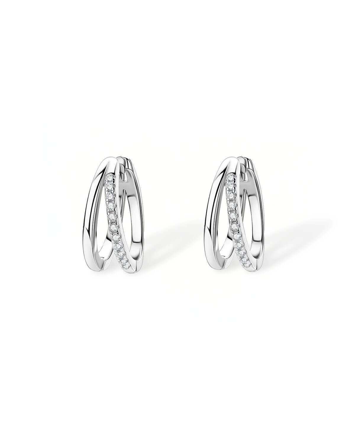 Luna Embrace – Double Hoop Diamond Huggie Earrings