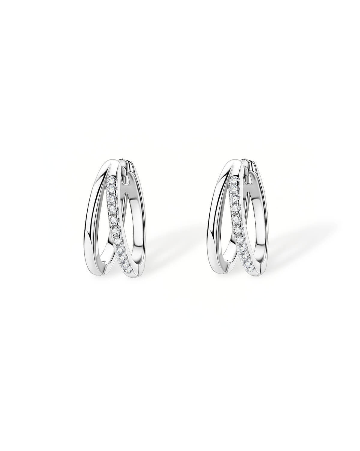 Luna Embrace – Double Hoop Diamond Huggie Earrings