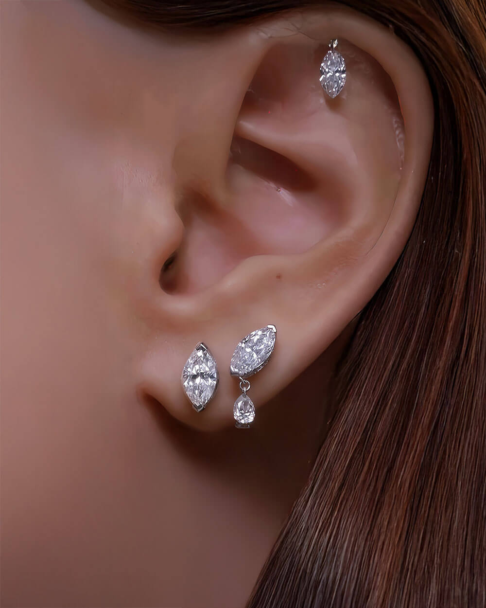 Virelle Point – Marquise Diamond Stud Earrings