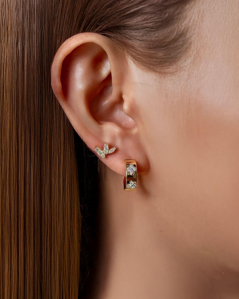 Leaf Whisper – Moissanite Stud Earrings