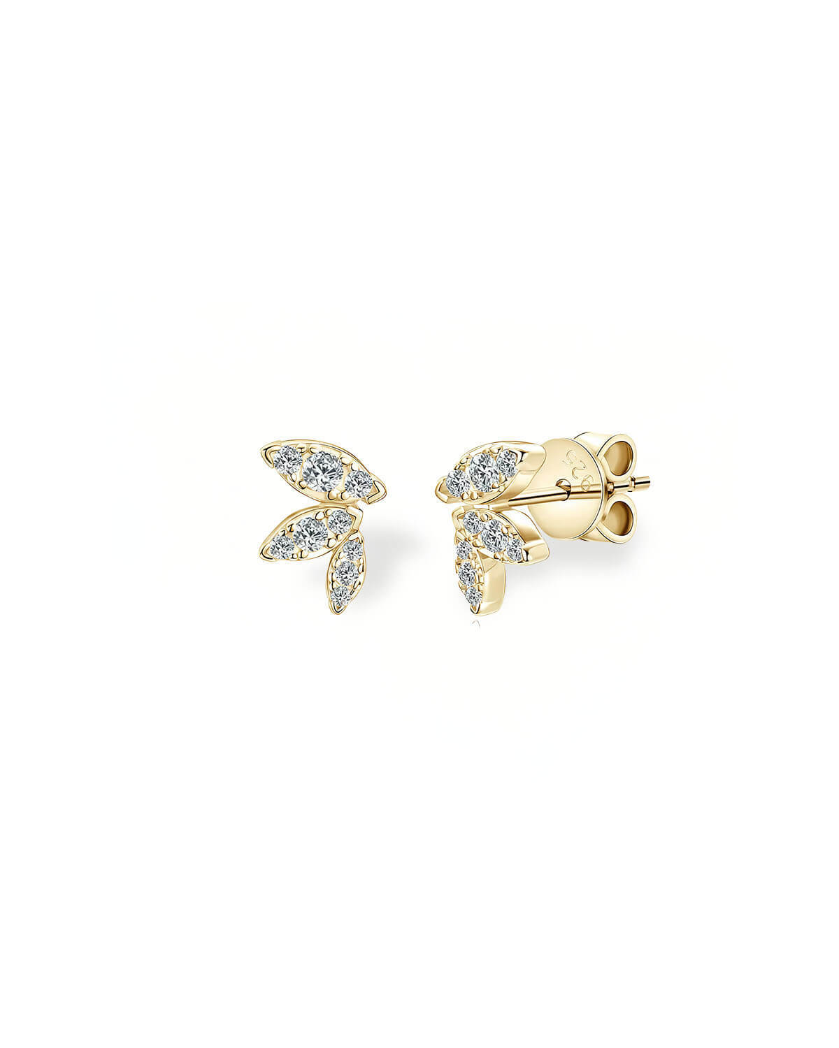 Moissanite Stud Earrings | 14K Gold Leaf Earrings for Women | Nature Inspired Jewelry Gift