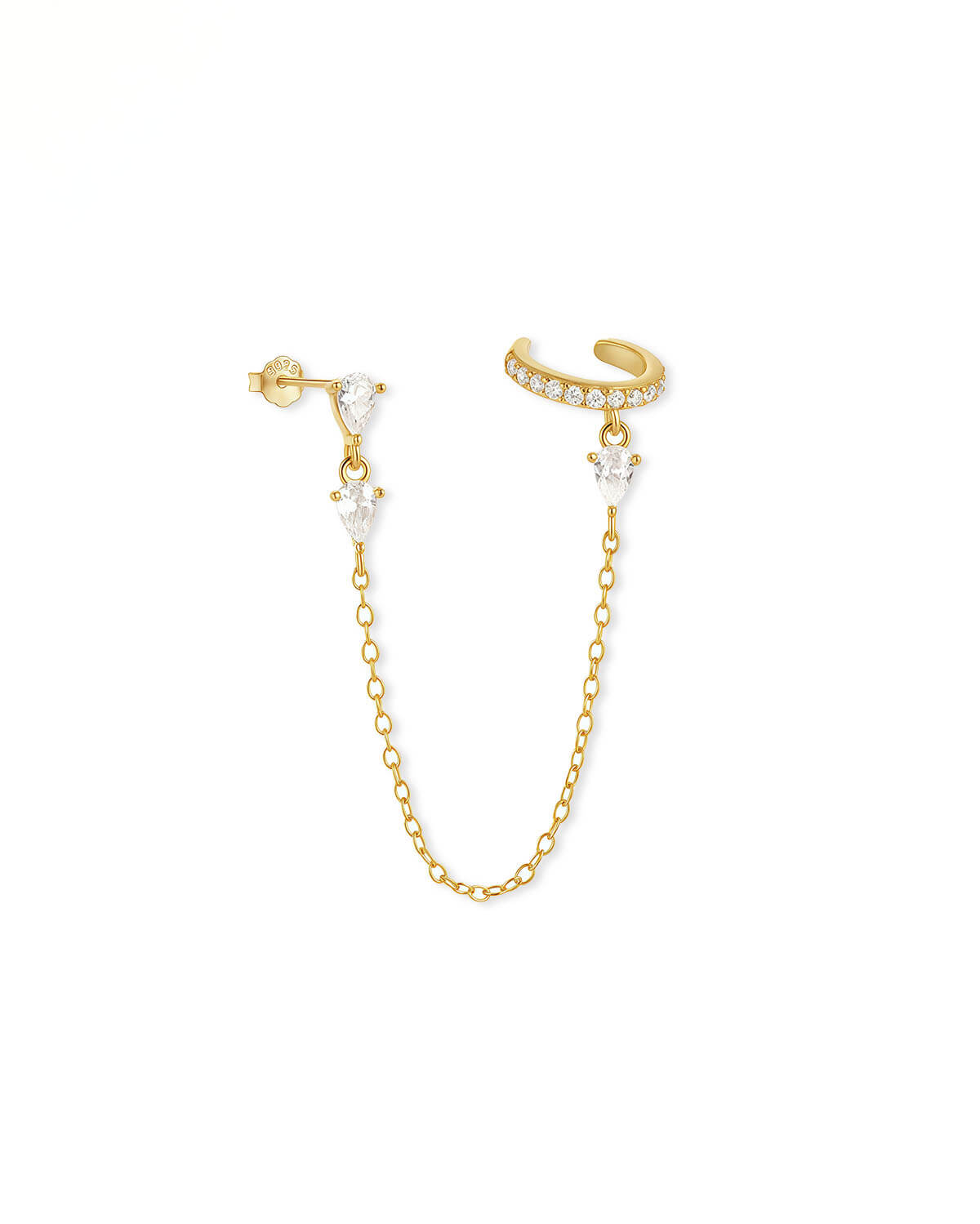 Aera Link – Pear Diamond Chain Cuff Earrings