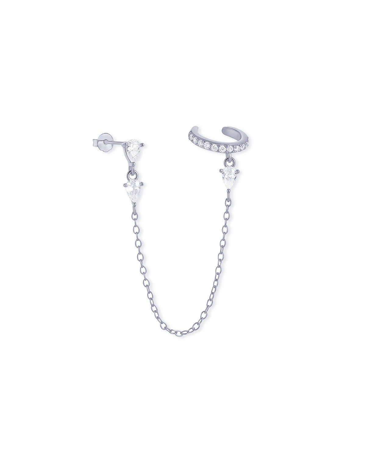 Aera Link – Pear Diamond Chain Cuff Earrings